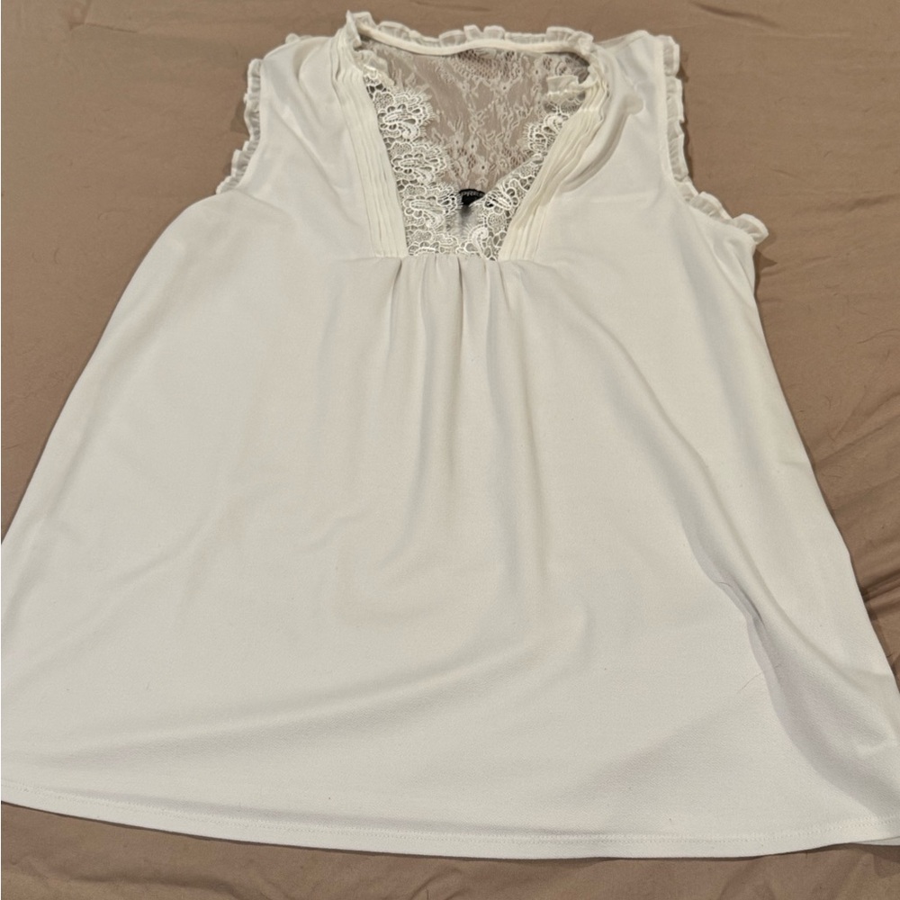 Express Ivory Lace Detail Top